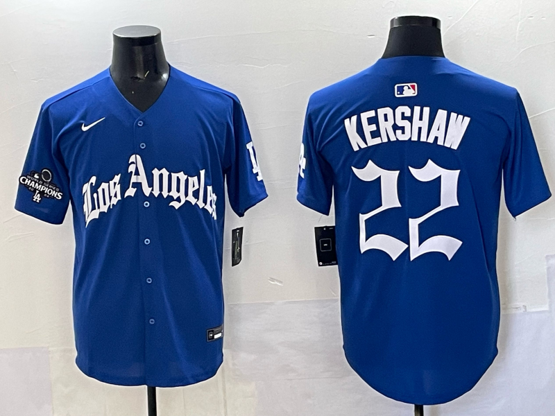 Men Los Angeles Dodgers #22 Kershaw Blue 2025 Nike MLB Jersey style 001->los angeles dodgers->MLB Jersey